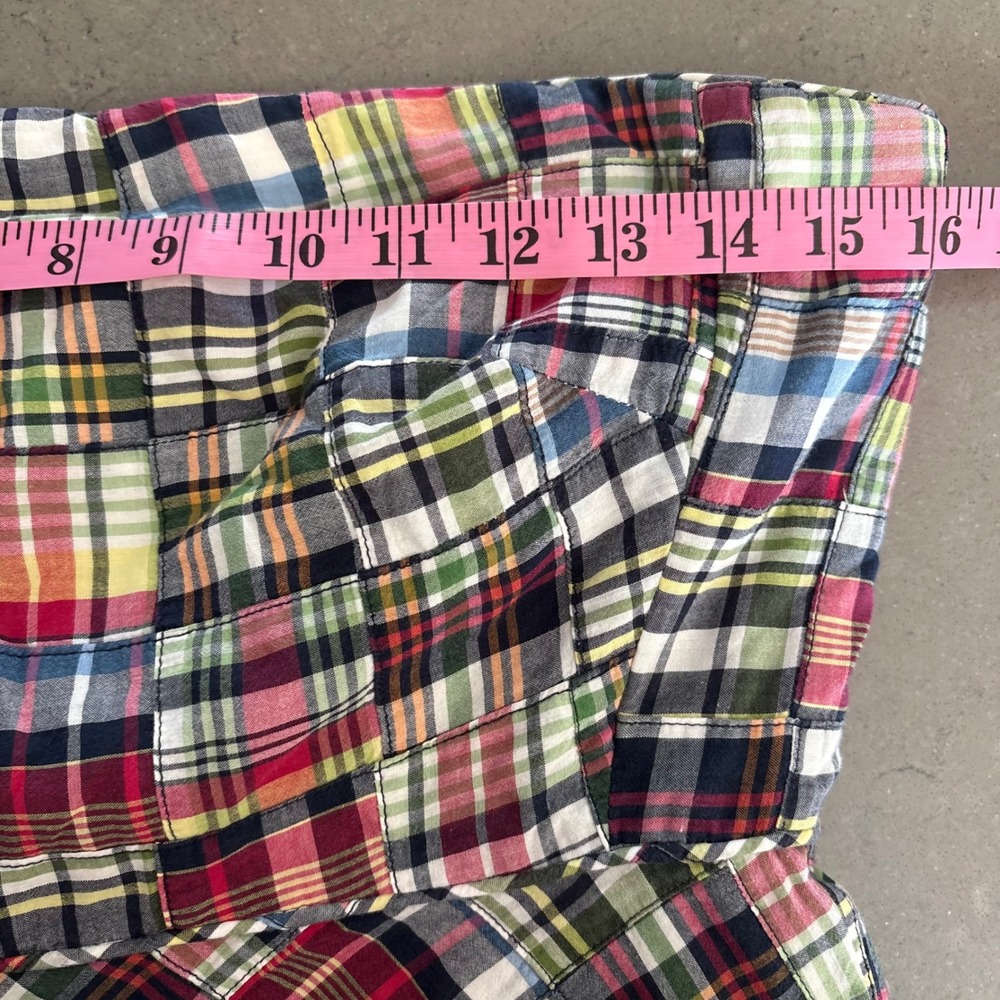 J. Crew Women Madras Midi Dress Strapless Fit Flare Patchwork Preppy Y2K Wmn 8 - Picture 8 of 11
